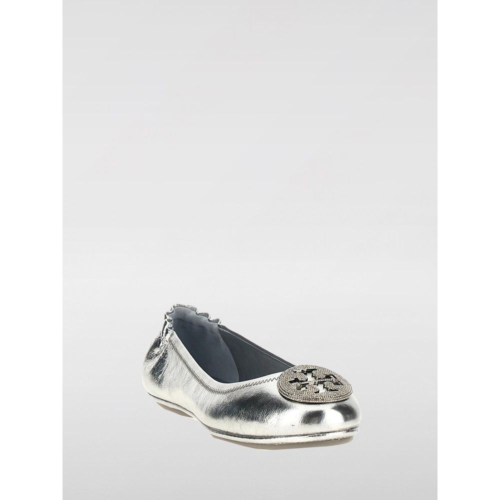 Tory Burch Silver Leather Ballet Flats | Regal Royce