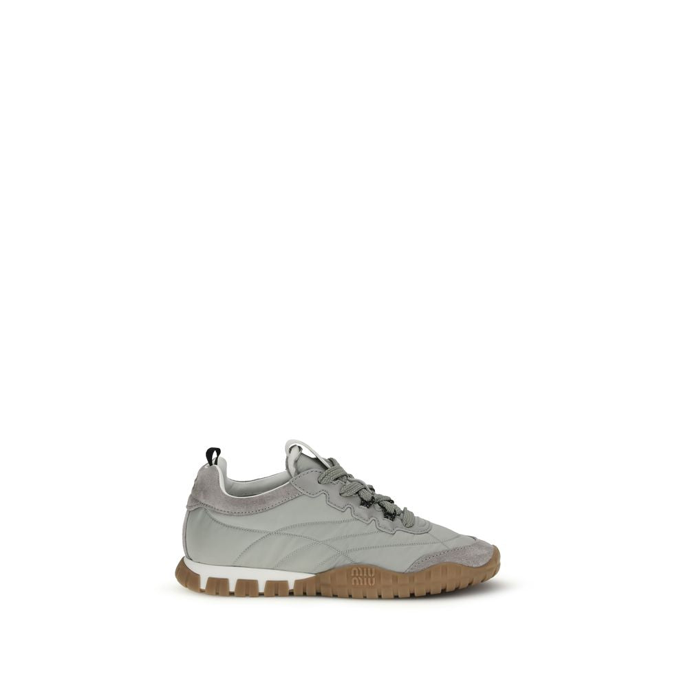 Miu Miu Gray Recycled Polyamide Athletic Sneakers | Regal Royce