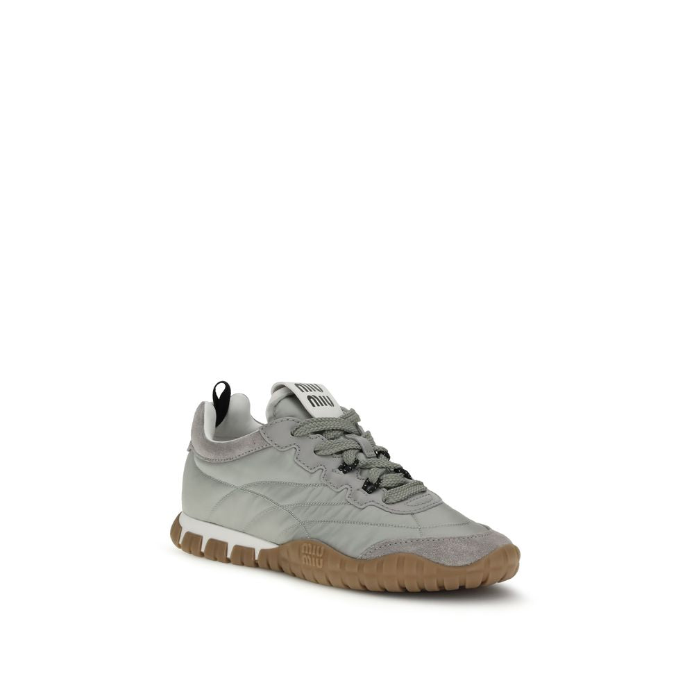 Miu Miu Gray Recycled Polyamide Athletic Sneakers | Regal Royce