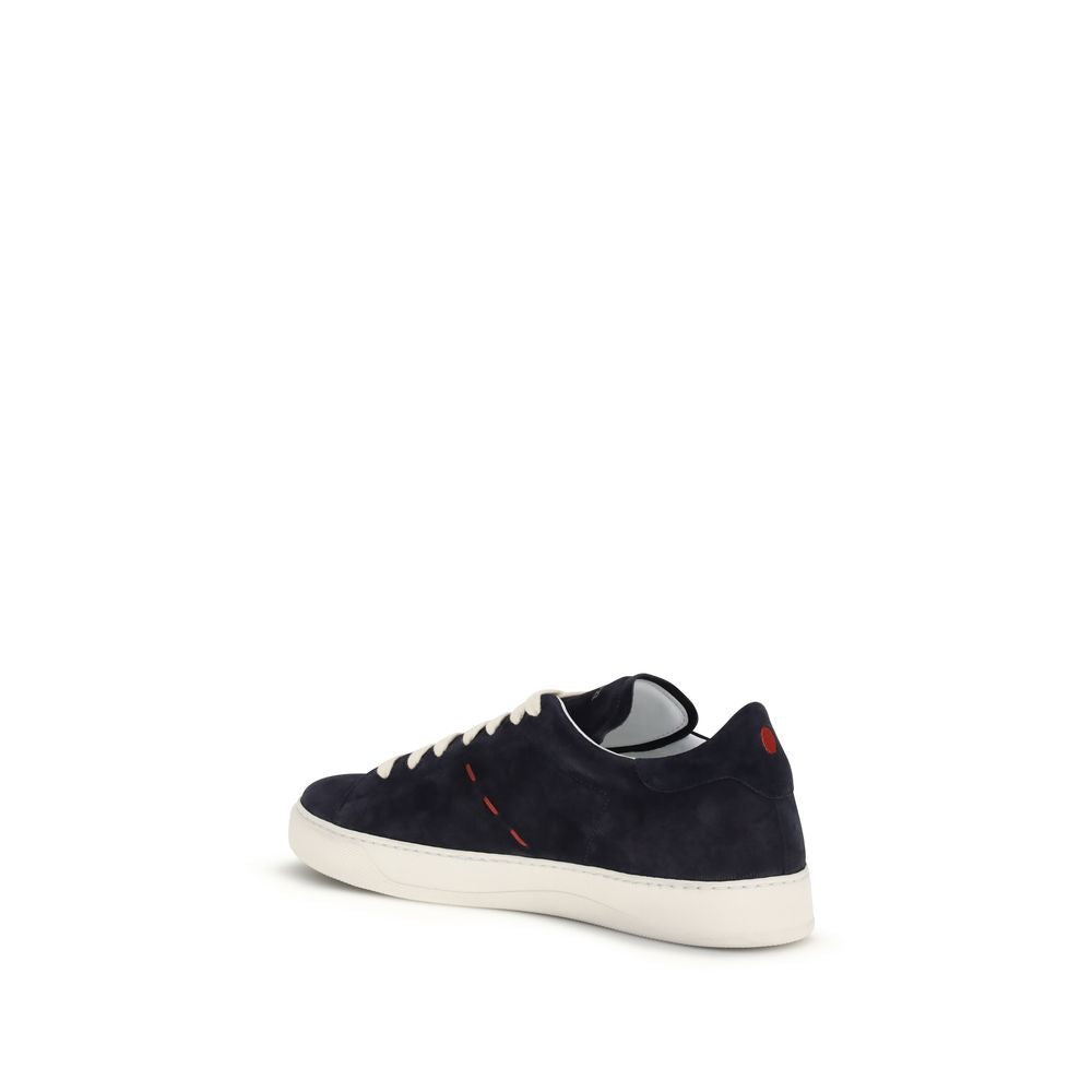 Kiton Blue Calf Leather Bos Taurus Low Top Sneakers | Regal Royce