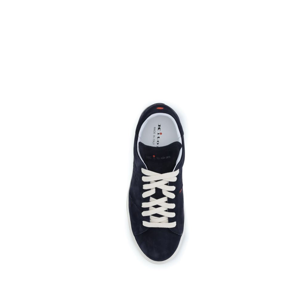 Kiton Blue Calf Leather Bos Taurus Low Top Sneakers | Regal Royce
