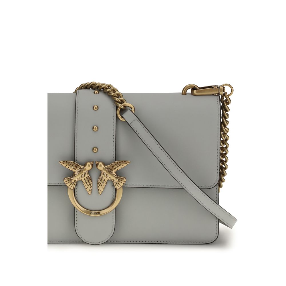 PINKO Gray Calf Leather Bos Taurus Shoulder Bag | Regal Royce
