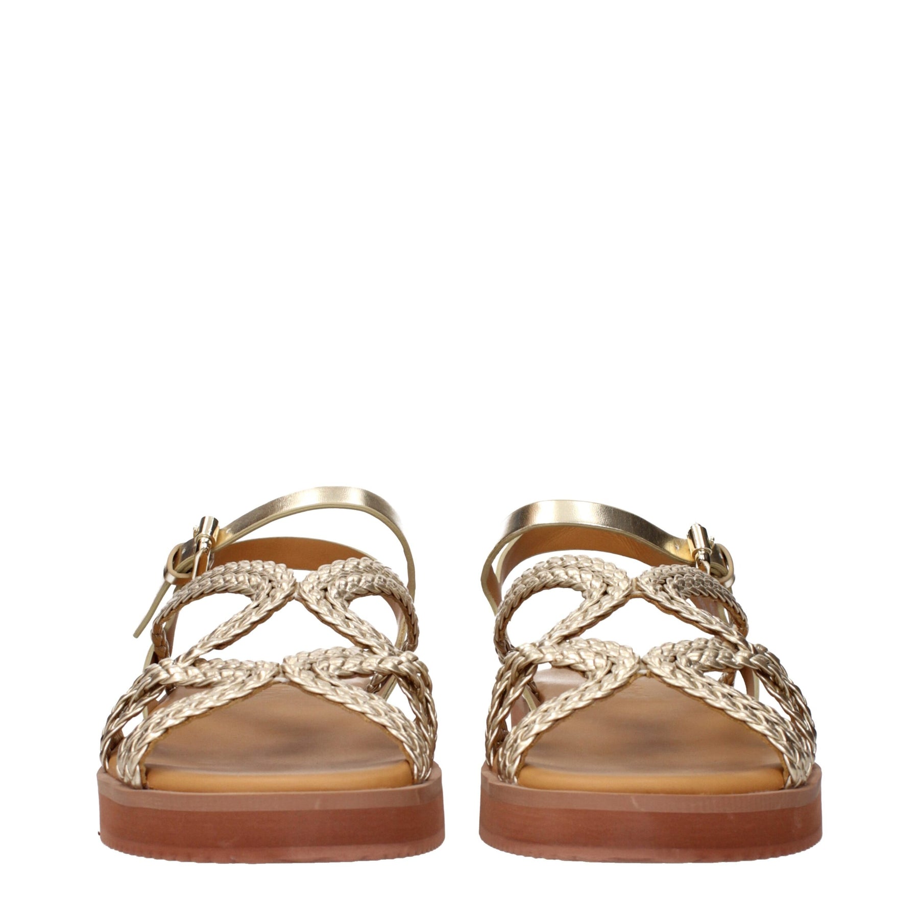 See By Chloé Gold Polyethylene Flat Sandals | Regal Royce