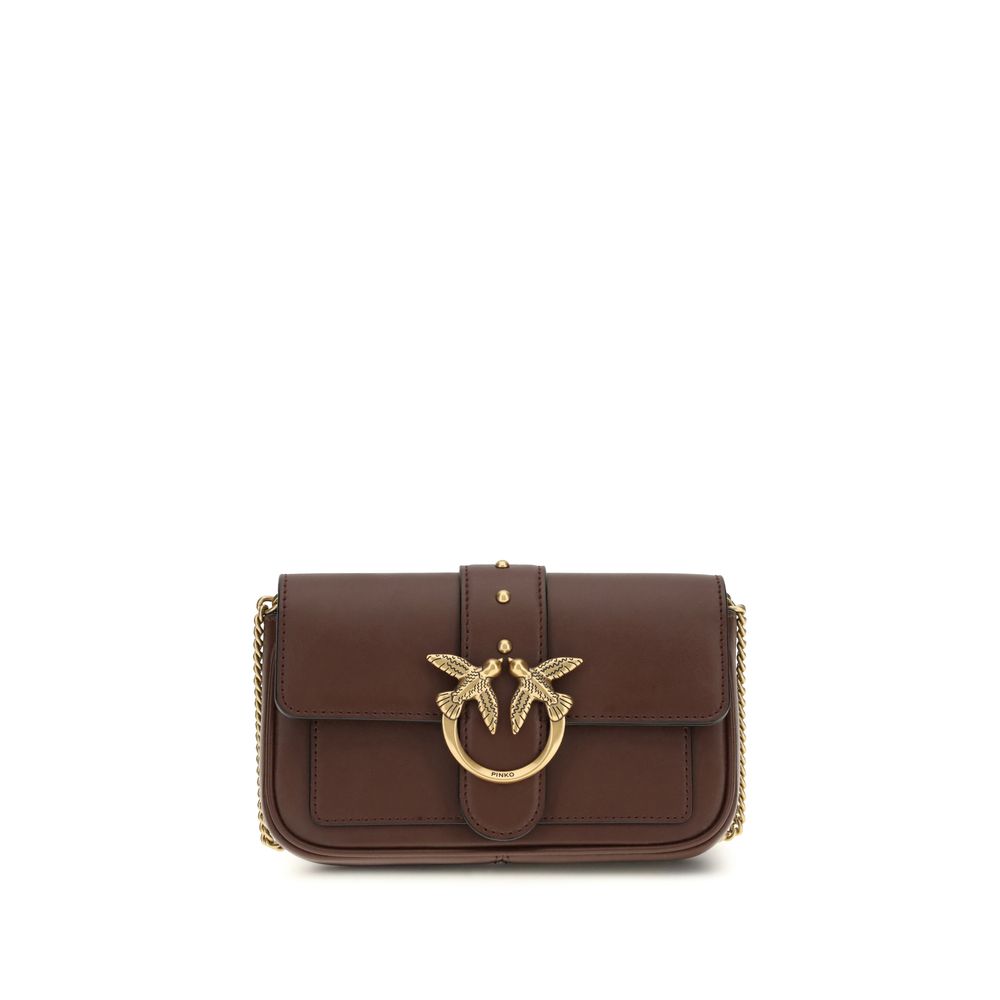 PINKO Brown Calf Leather Bos Taurus Shoulder Bag | Regal Royce