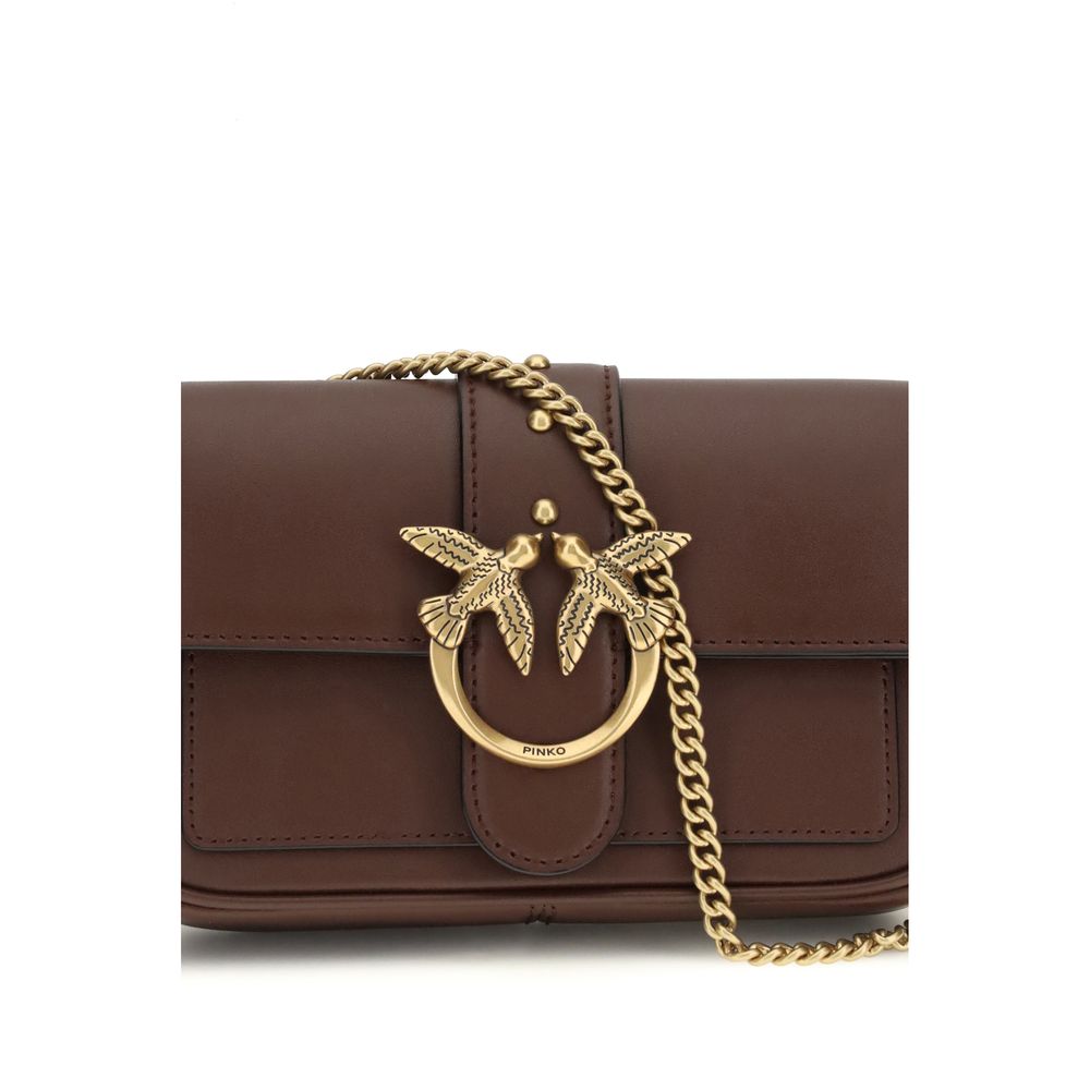 PINKO Brown Calf Leather Bos Taurus Shoulder Bag | Regal Royce