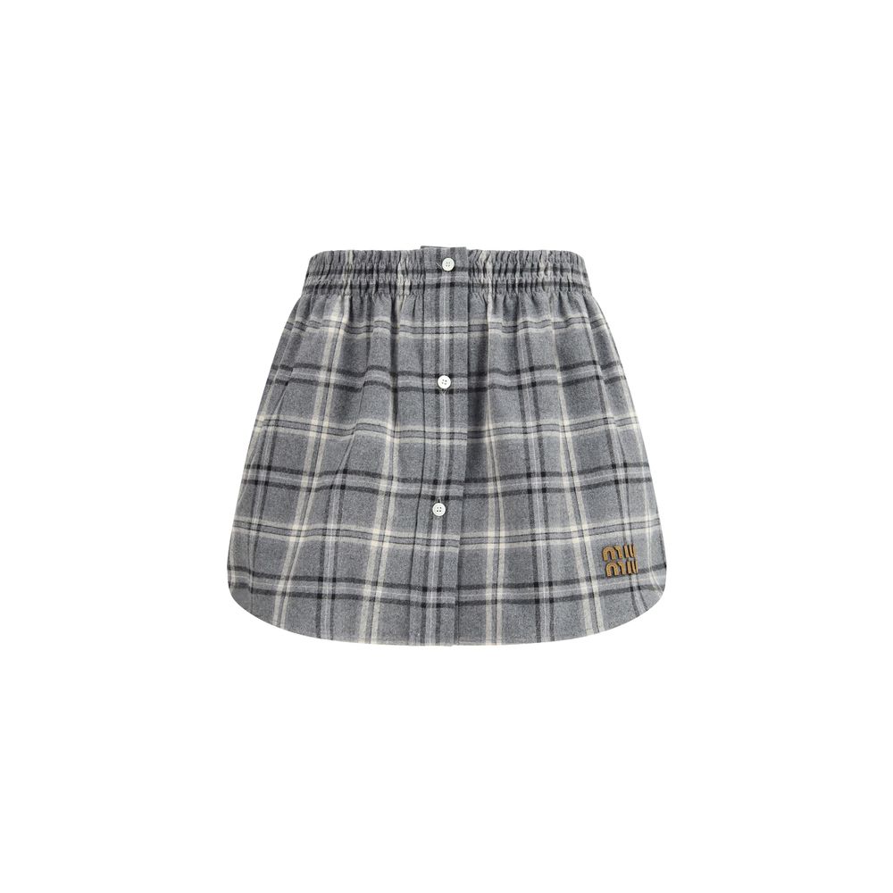 Miu Miu Gray Cotton Mini Skirt | Regal Royce