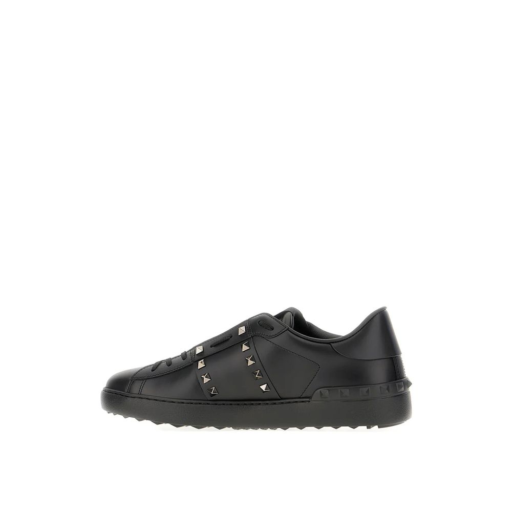Valentino Garavani Black Leather Low Top Sneakers | Regal Royce