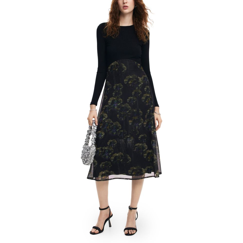 Desigual Black Polyester Casual Dress | Regal Royce