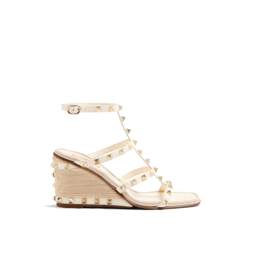Valentino Garavani Beige Calfskin Wedge Sandals | Regal Royce