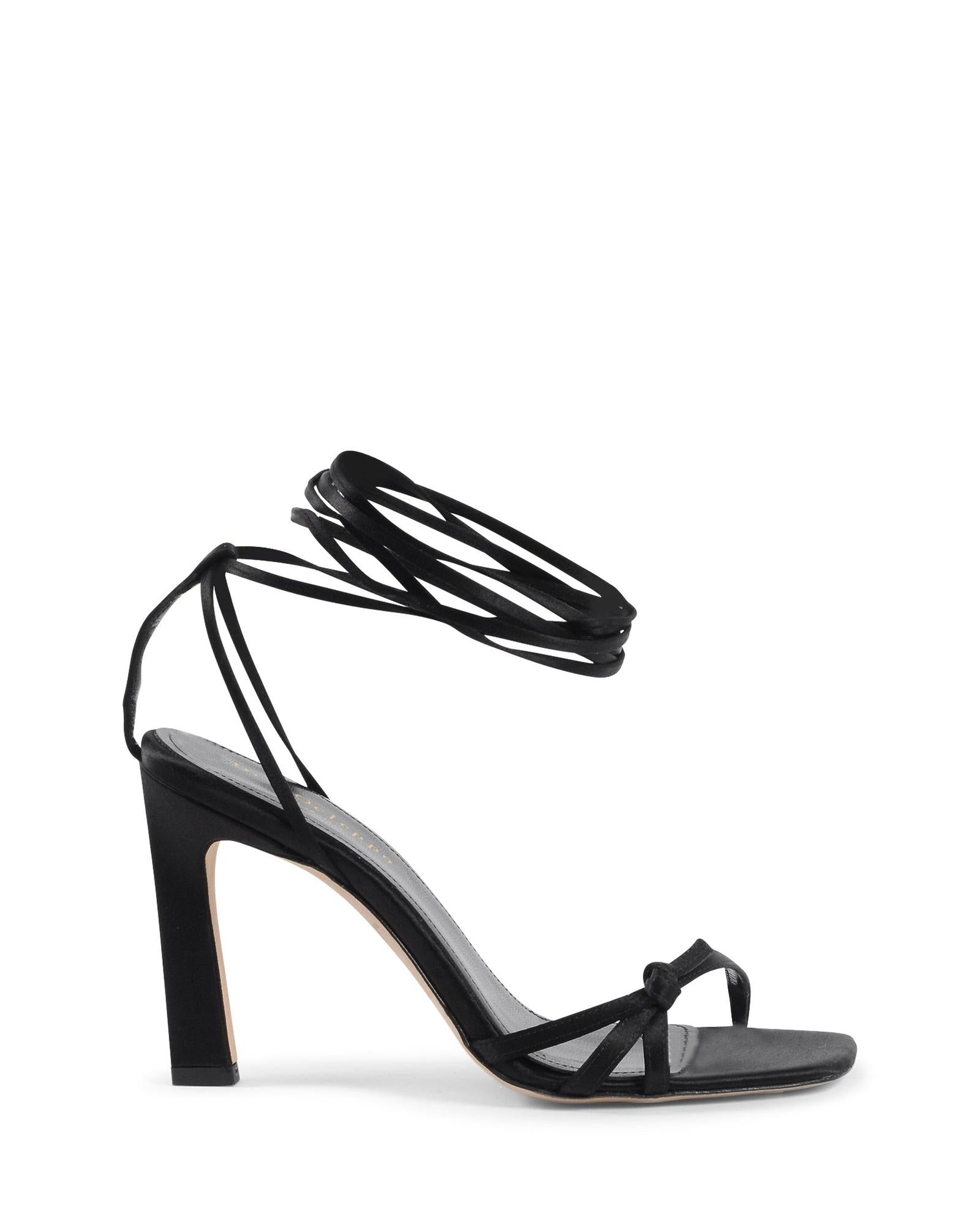 Dee Ocleppo Black Satin Strap-On Sandals | Regal Royce