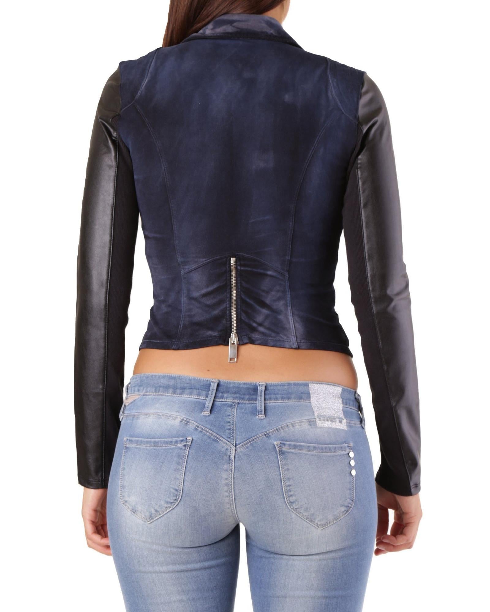 Met Blue Cotton Biker Jacket | Regal Royce