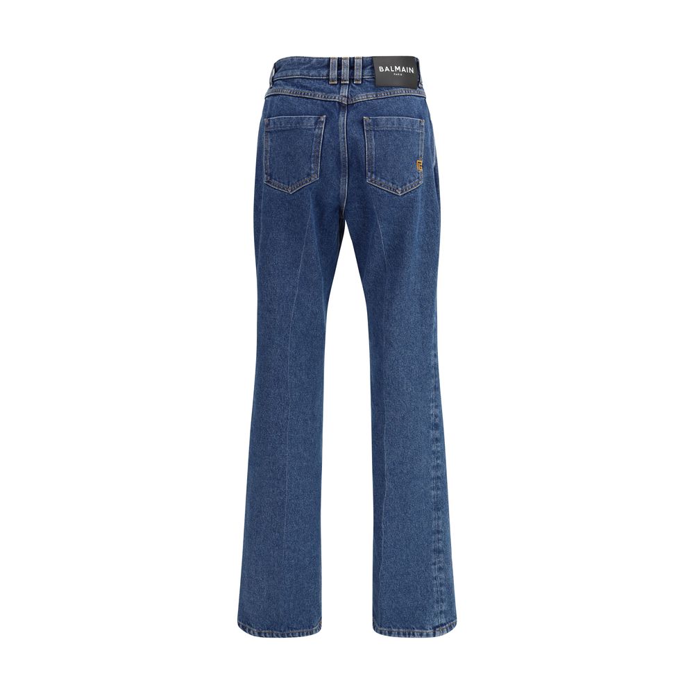 Balmain Blue Cotton Straight-Leg Jeans | Regal Royce