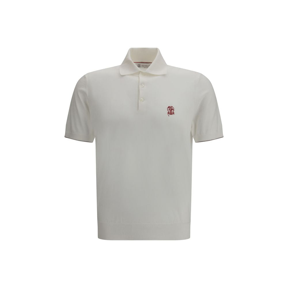 Brunello Cucinelli White Cotton Polo Shirt | Regal Royce