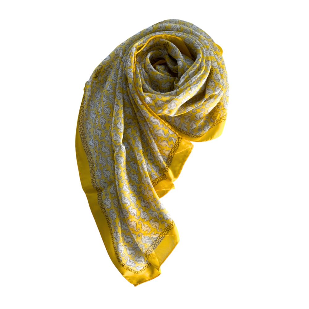 Borbonese Yellow Silk Women Scarf | Regal Royce