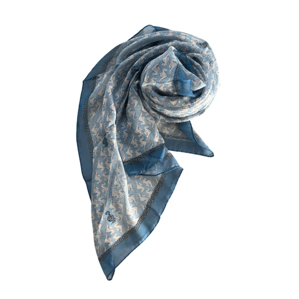 Borbonese Blue Silk Women Scarf | Regal Royce