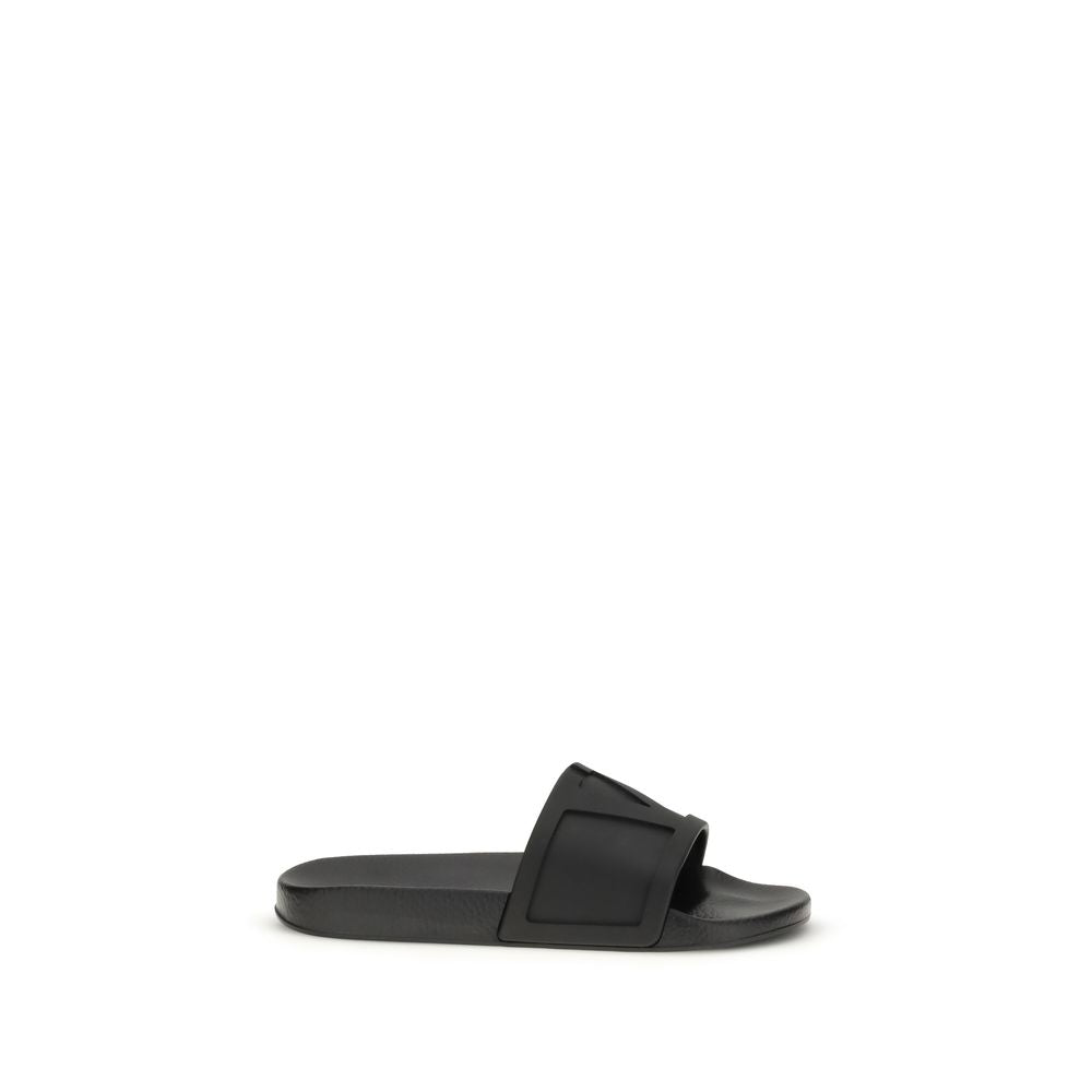 Valentino Garavani Black Rubber Sandals | Regal Royce