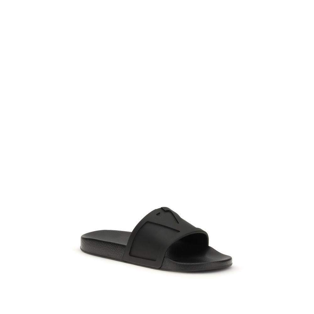 Valentino Garavani Black Rubber Sandals | Regal Royce