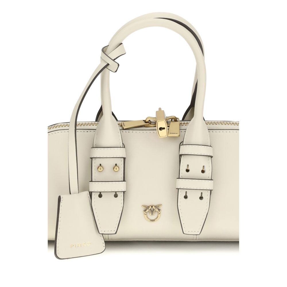 PINKO Cream Calf Leather Bos Taurus Handbag | Regal Royce