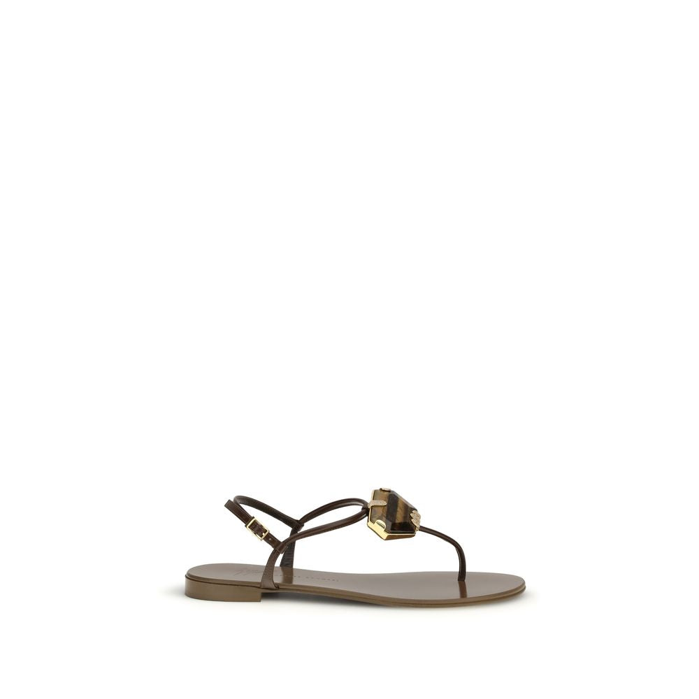 Giuseppe Zanotti Brown Stainless Steel Flat Sandals | Regal Royce