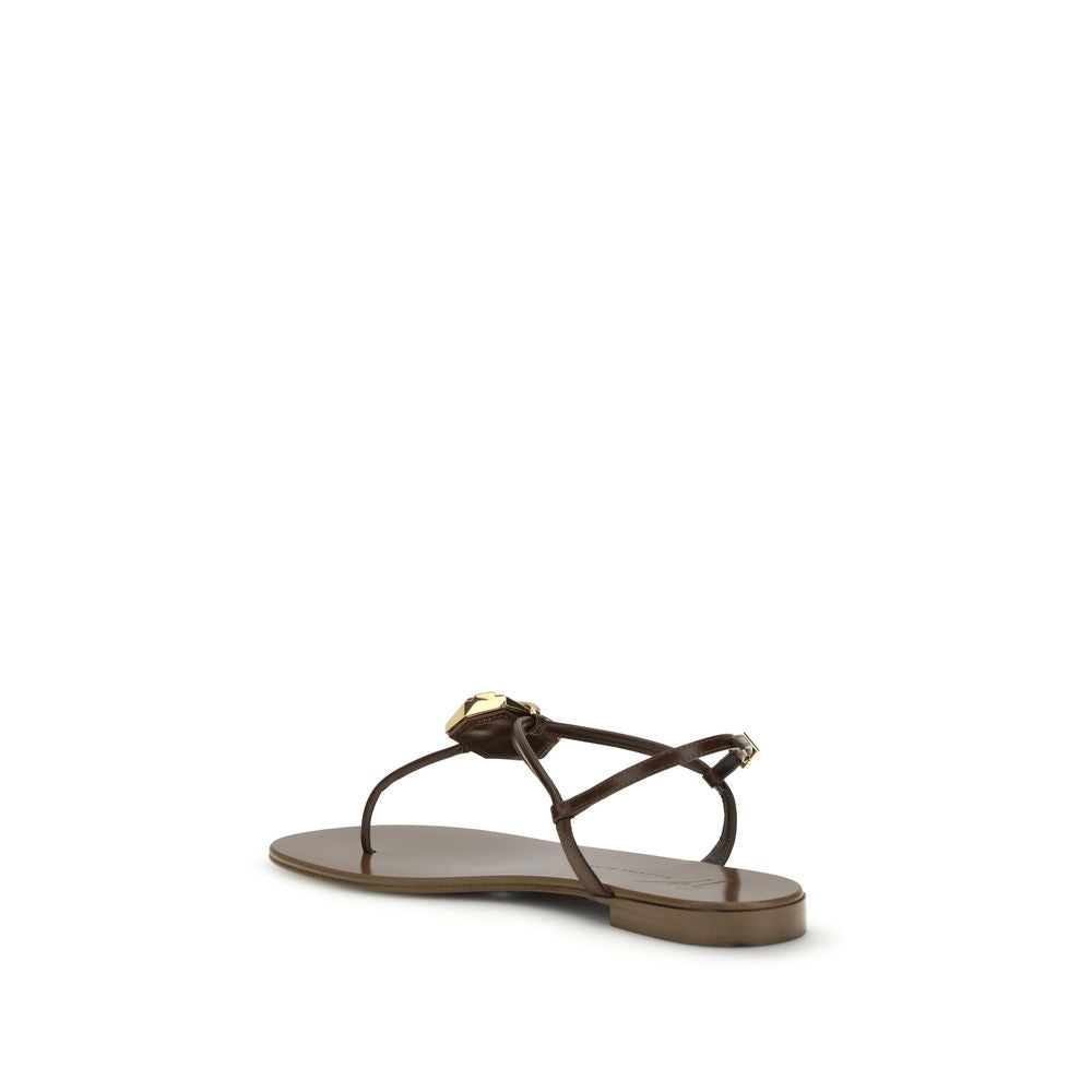 Giuseppe Zanotti Brown Stainless Steel Flat Sandals | Regal Royce
