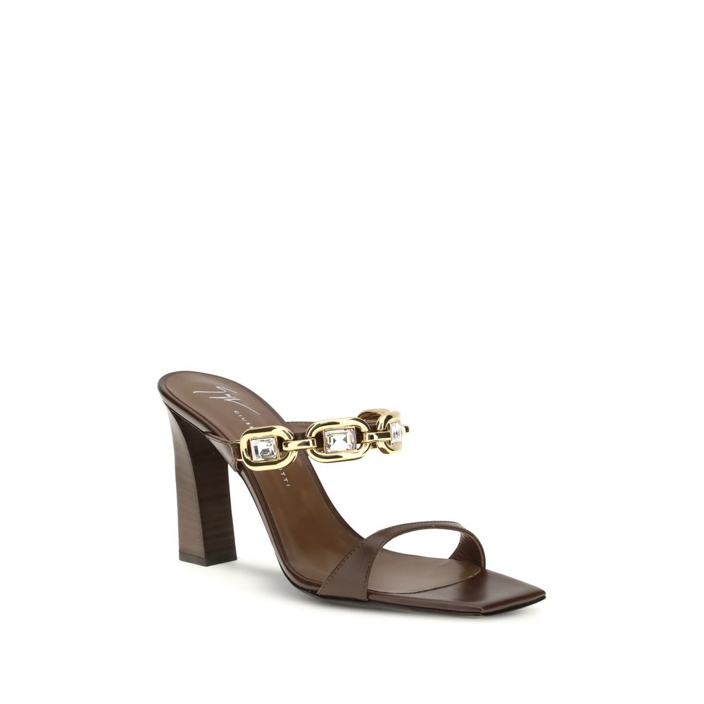 Giuseppe Zanotti Brown Calf Leather Bos Taurus Sandals | Regal Royce