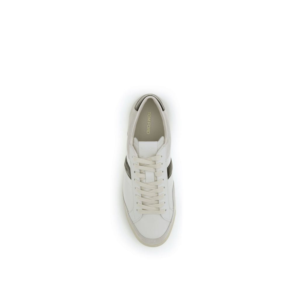Tom Ford White Calf Leather Bos Taurus Sneakers | Regal Royce