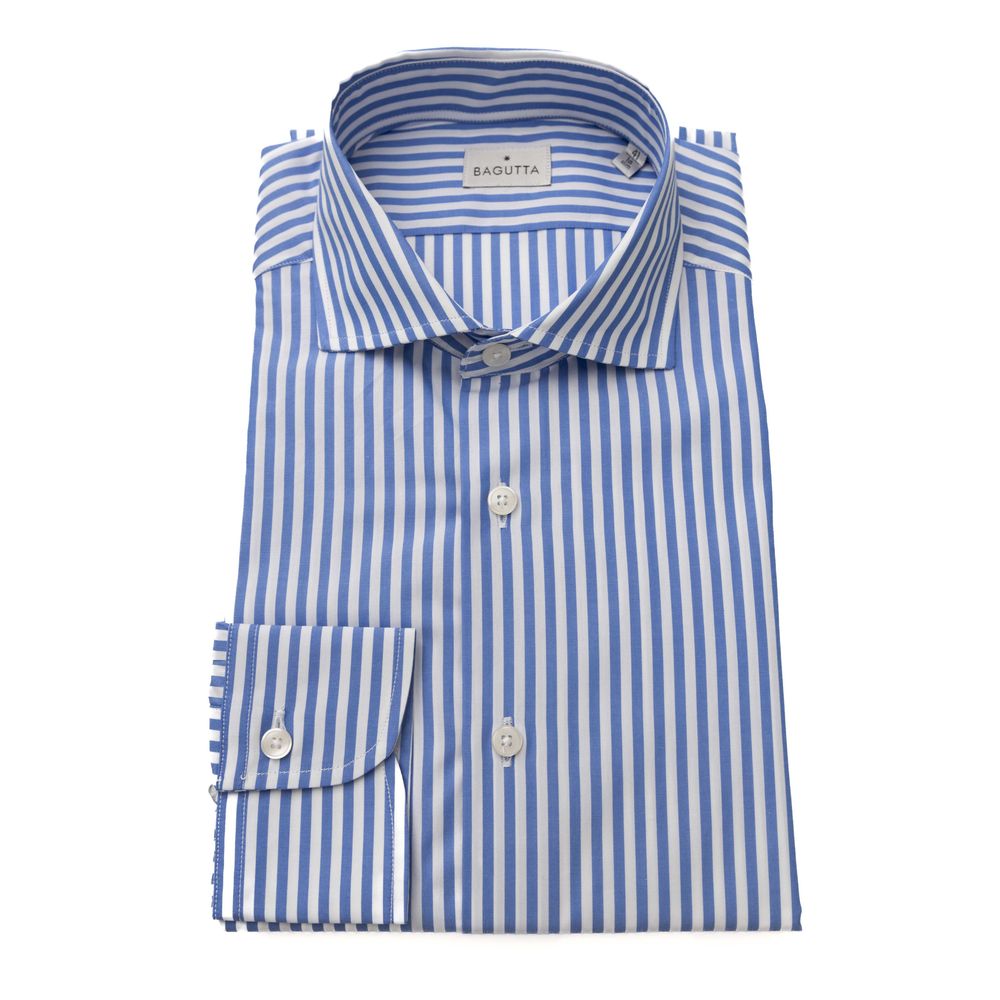 Bagutta Light Blue Cotton Pattern Shirt | Regal Royce