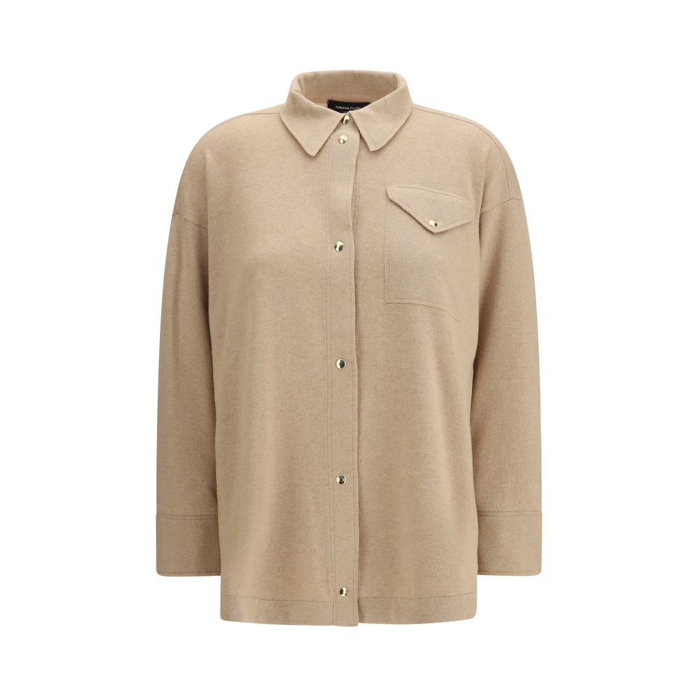 Fabiana Filippi Beige Fleece Wool Dress Shirt | Regal Royce