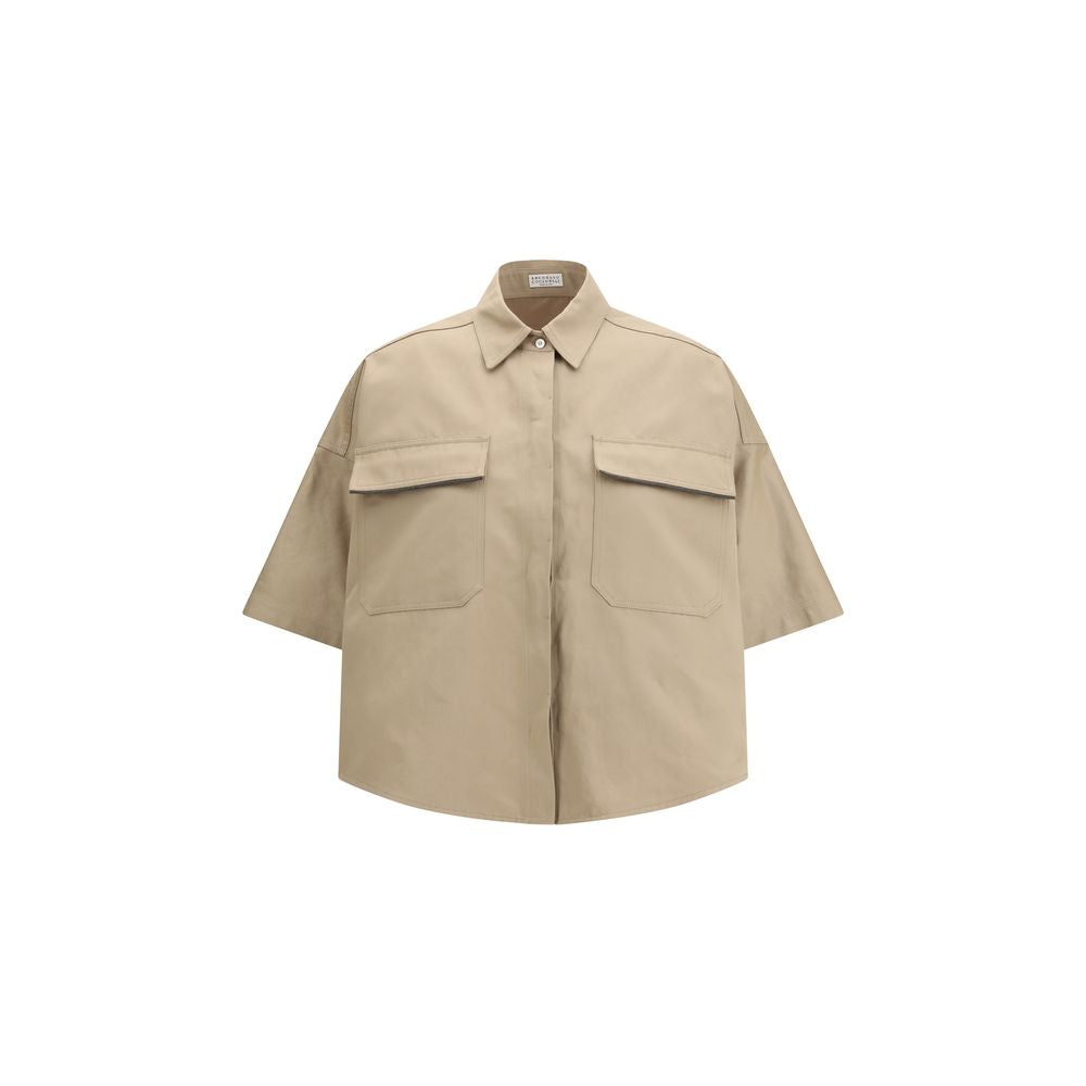 Brunello Cucinelli Beige Cotton Shortsleeve Shirt | Regal Royce