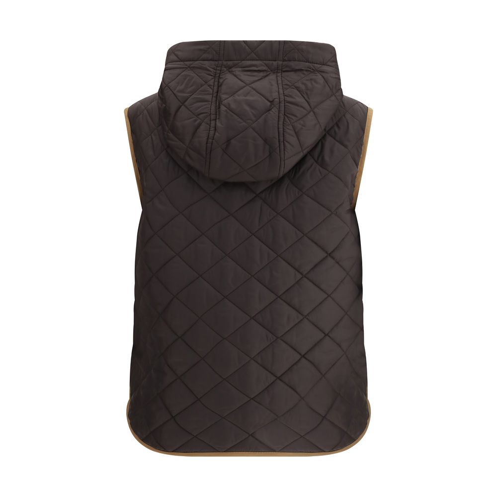 Brunello Cucinelli Brown Nylon Sleveless Jacket | Regal Royce
