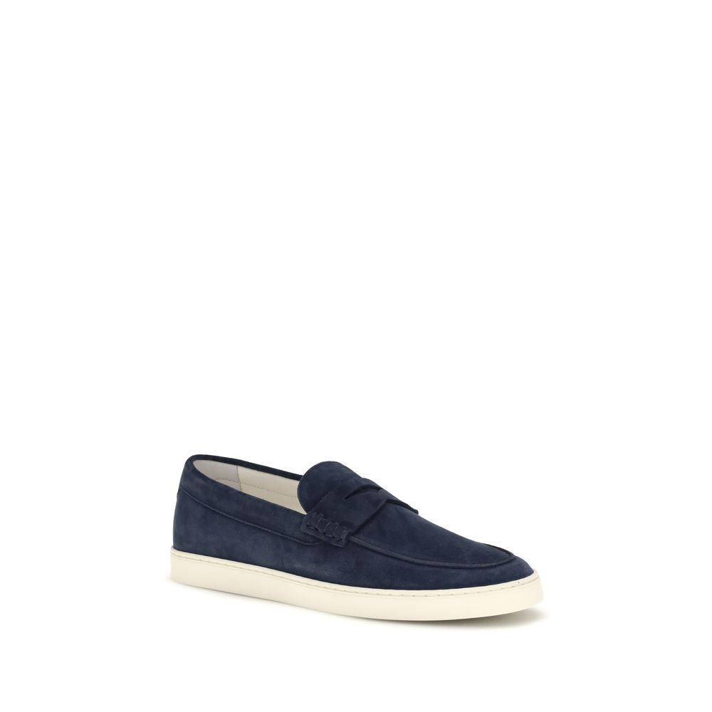 Brunello Cucinelli Blue Calf Leather Bos Taurus Slip-On Loafers | Regal Royce