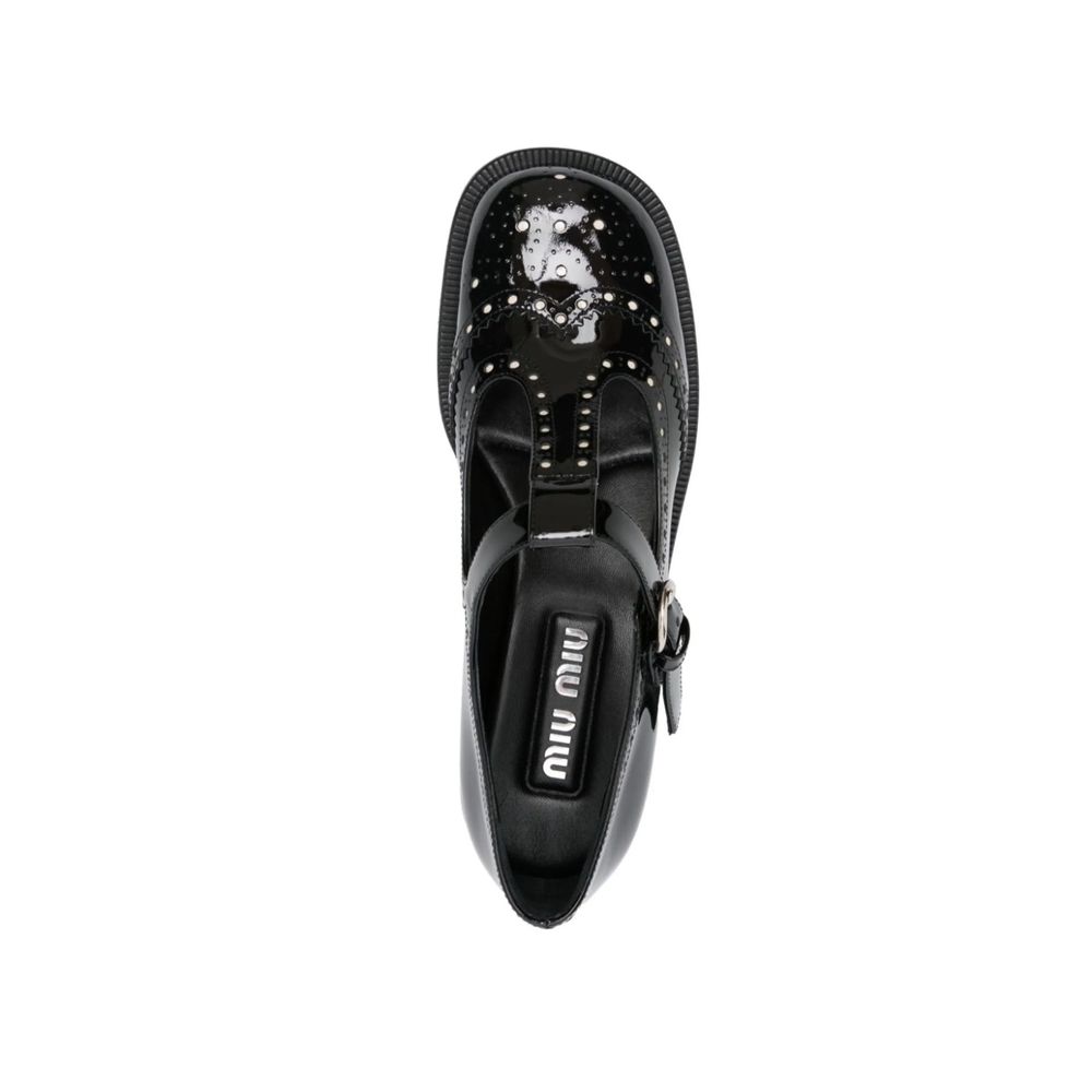 Miu Miu Black Calfskin Ballet Flats