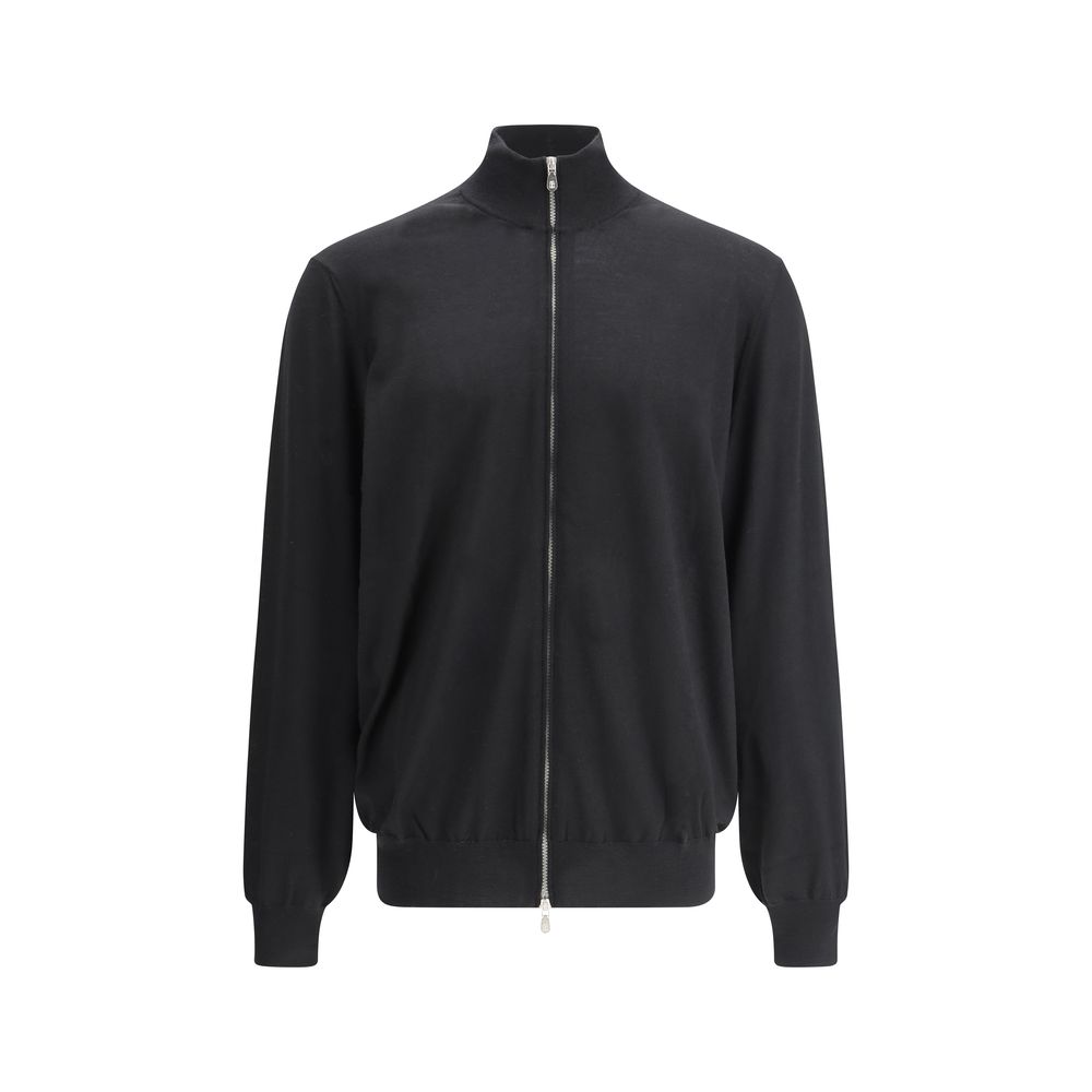 Brunello Cucinelli Black Fleece Wool Cardigan | Regal Royce