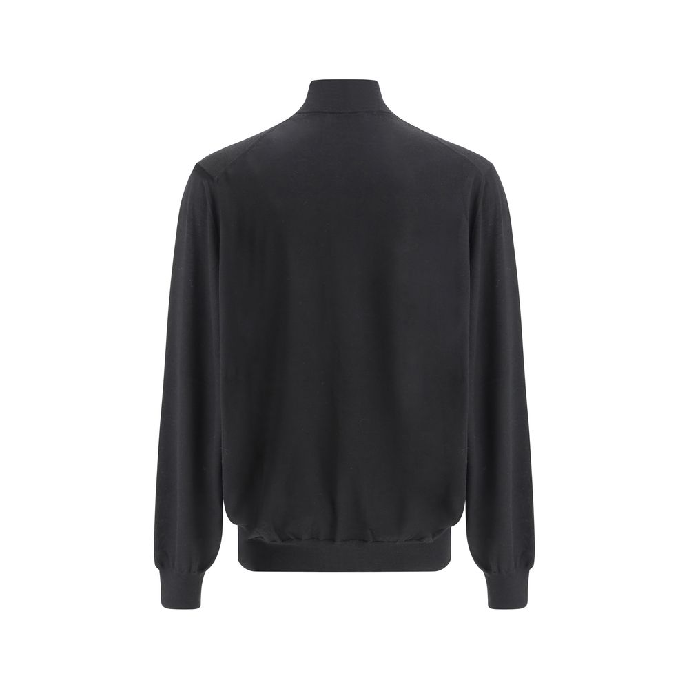 Brunello Cucinelli Black Fleece Wool Cardigan | Regal Royce