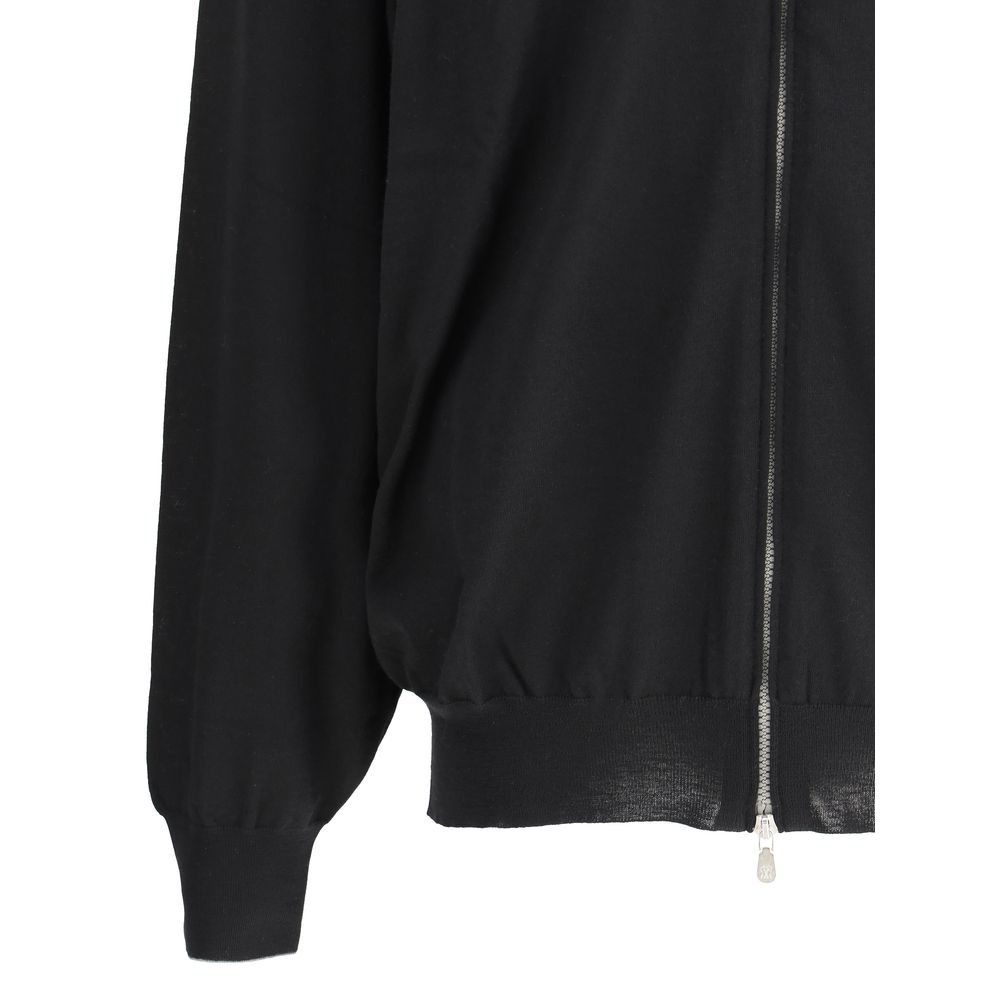 Brunello Cucinelli Black Fleece Wool Cardigan | Regal Royce