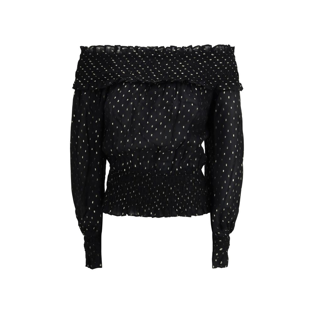 Self-Portrait Black Viscose Top | Regal Royce