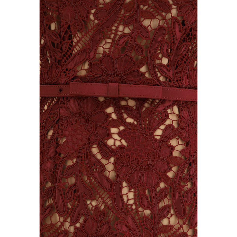 Self-Portrait Bordeaux Polyester Cocktail Dress | Regal Royce