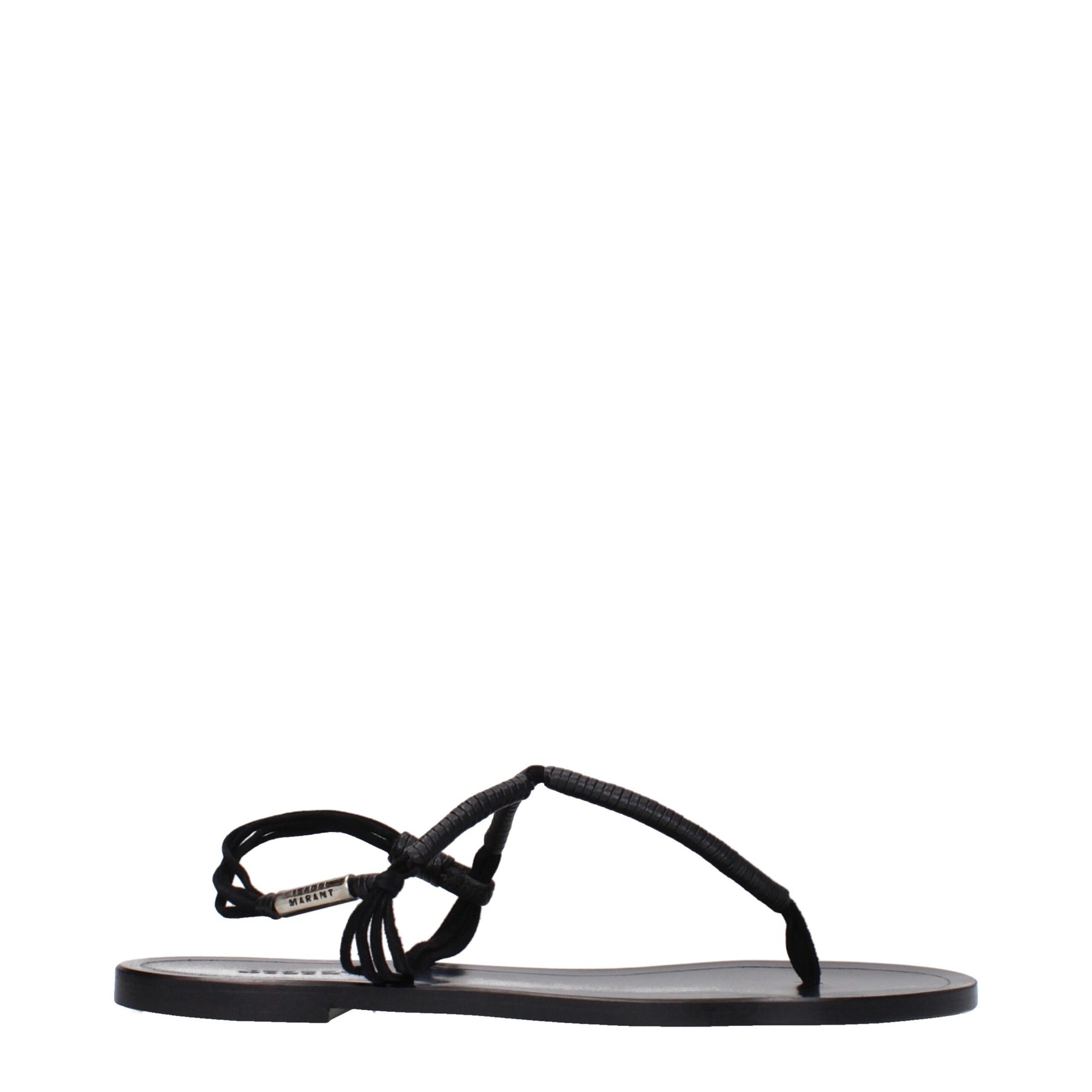 Isabel Marant Black Leather Flip-Flop Sandals | Regal Royce