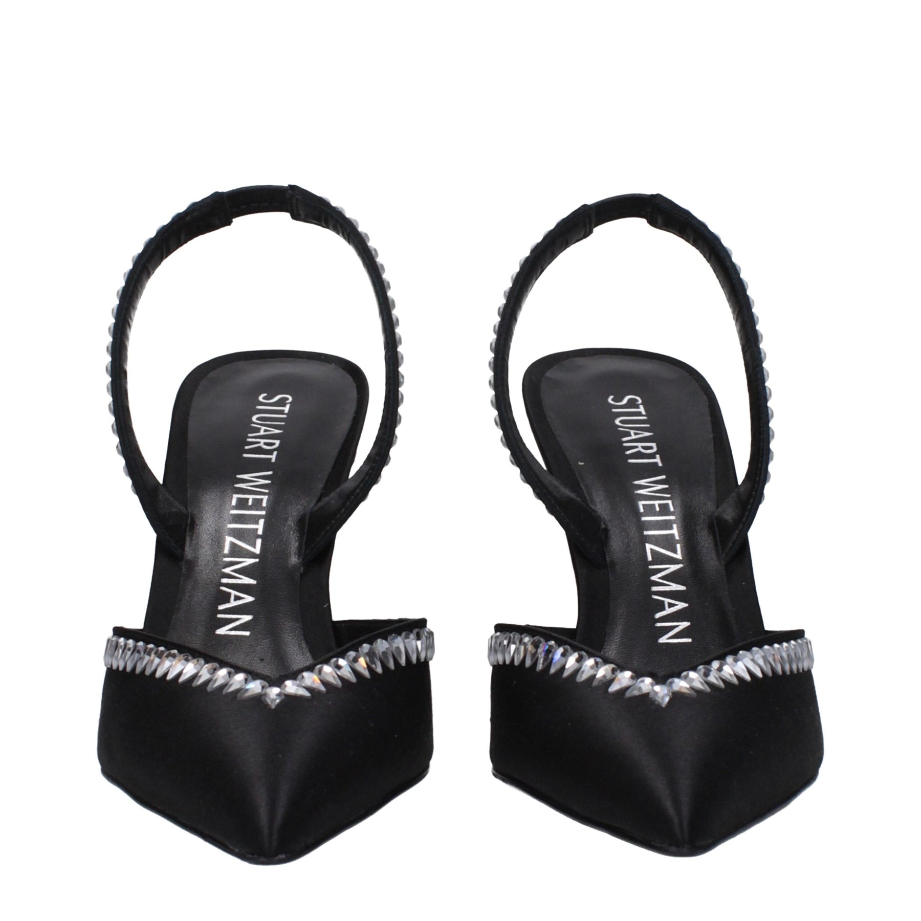 Stuart Weitzman Black Satin Stiletto Heel Sandals | Regal Royce