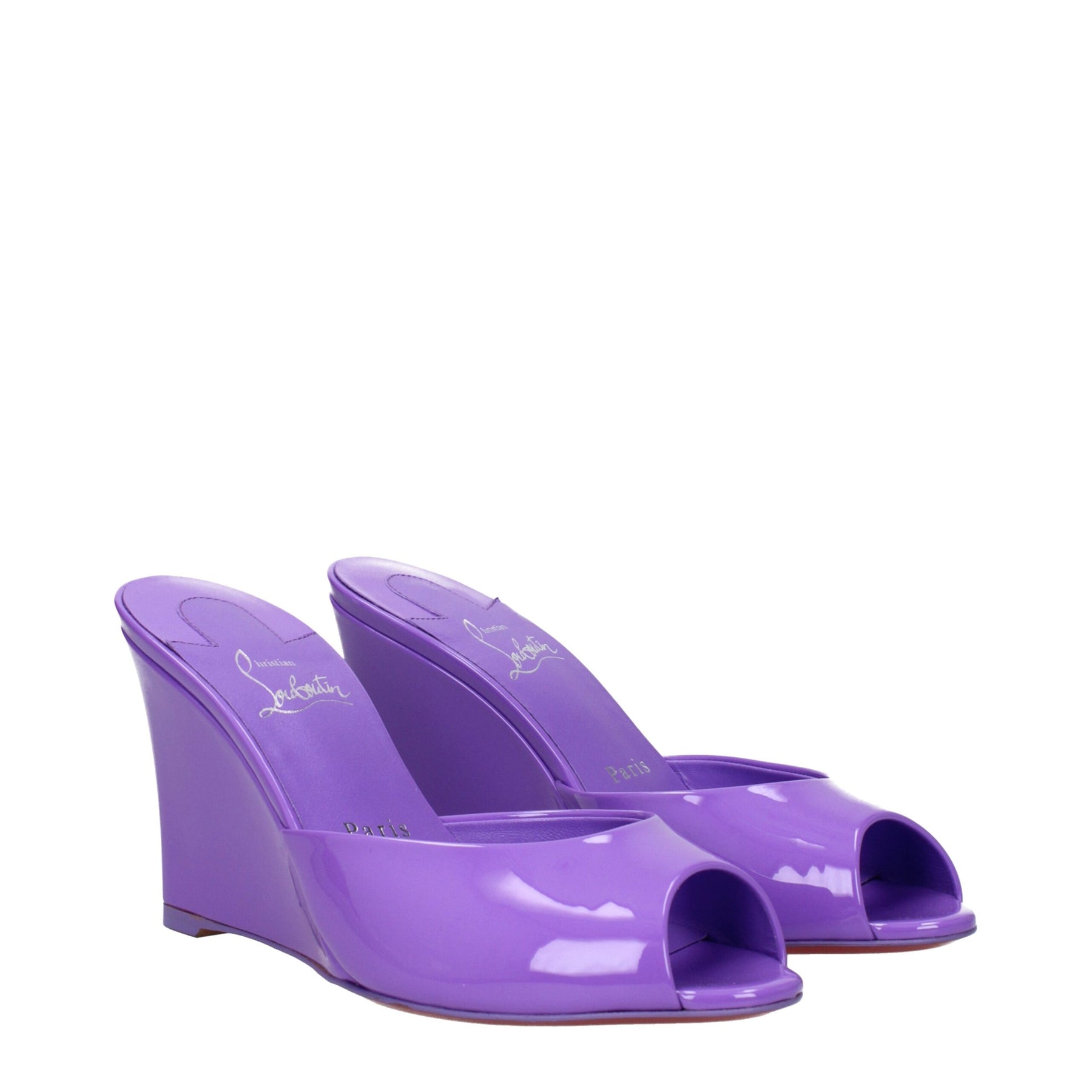 Christian Louboutin Purple Leather Wedge Sandals | Regal Royce