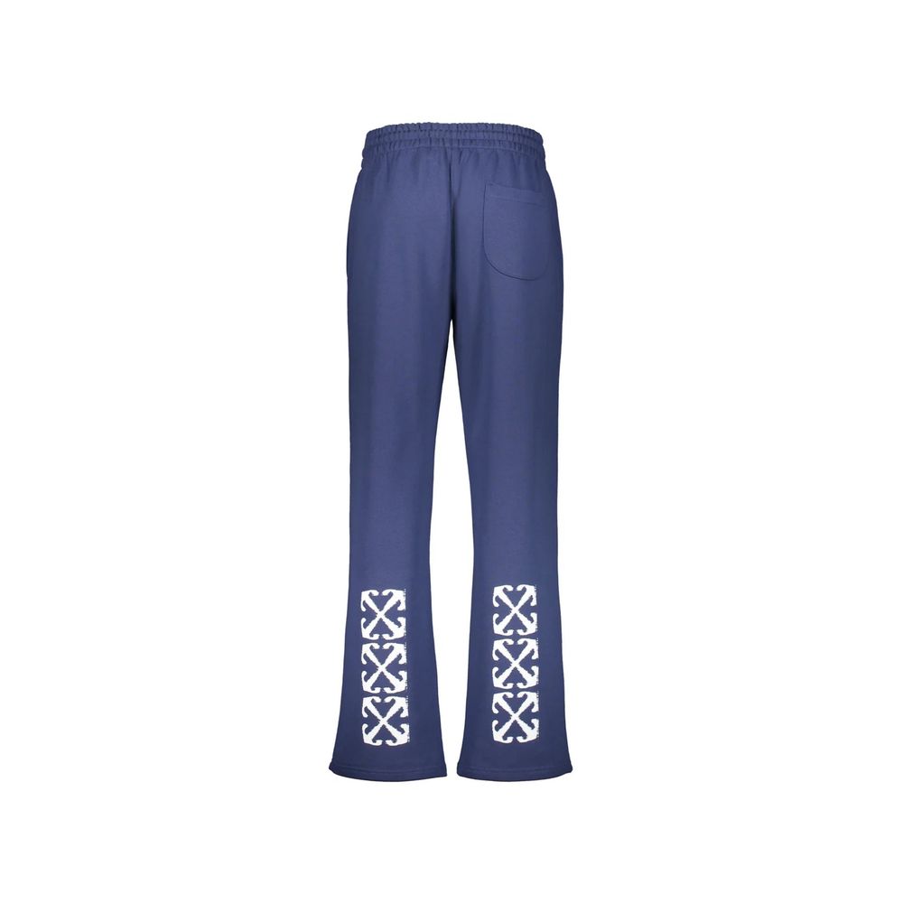 Off-White Blue Cotton Athletic Pants | Regal Royce