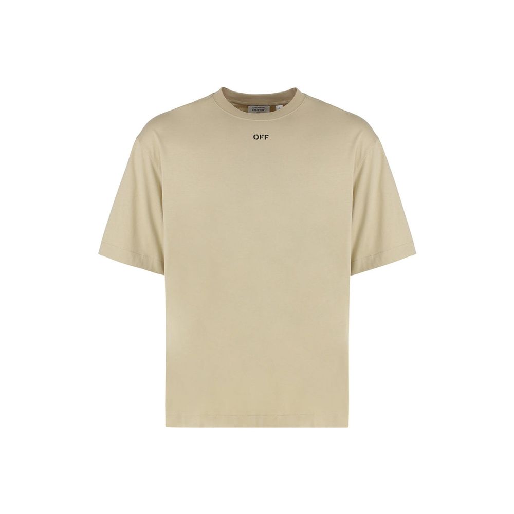 Off-White Beige Cotton T-Shirt | Regal Royce