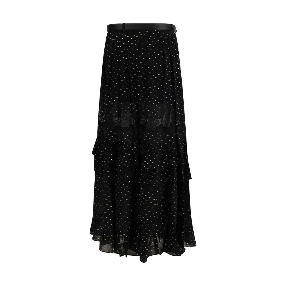 Self-Portrait Black Viscose Long Skirt | Regal Royce