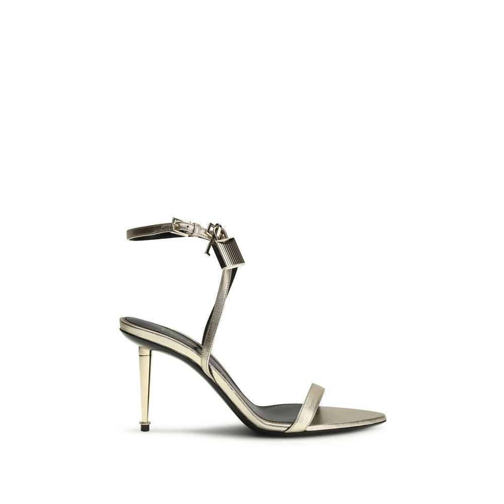 Tom Ford Gold Calf Leather Bos Taurus Stiletto Heel Sandals | Regal Royce
