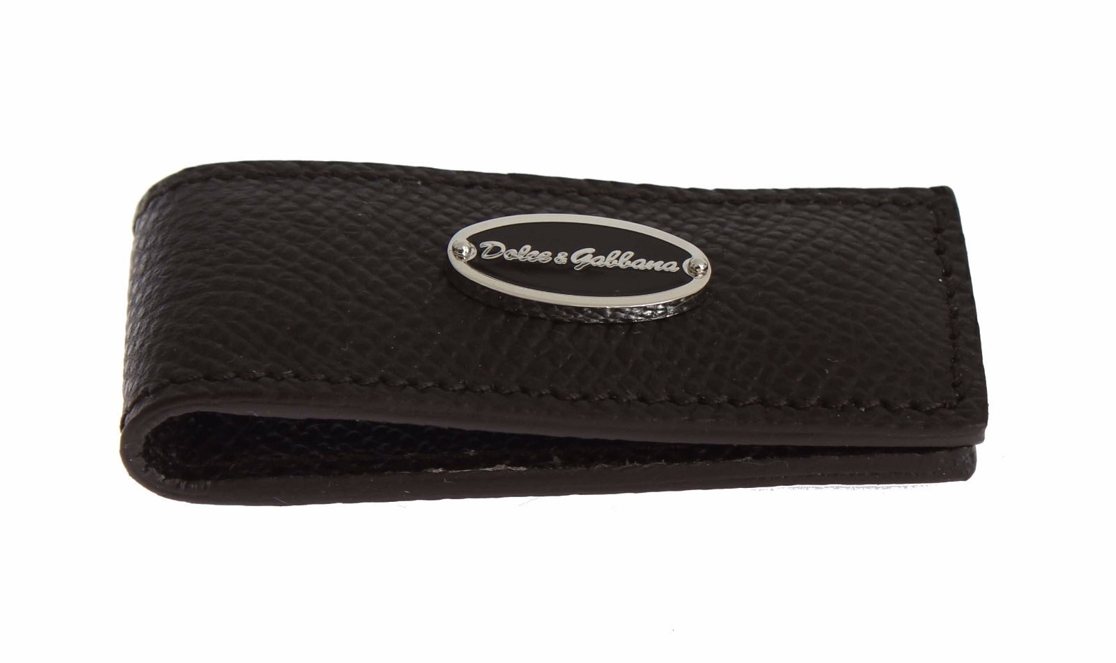 Dolce & Gabbana Brown Leather Magnet Mens Money Bar Clasp Money Cash Clip | Regal Royce