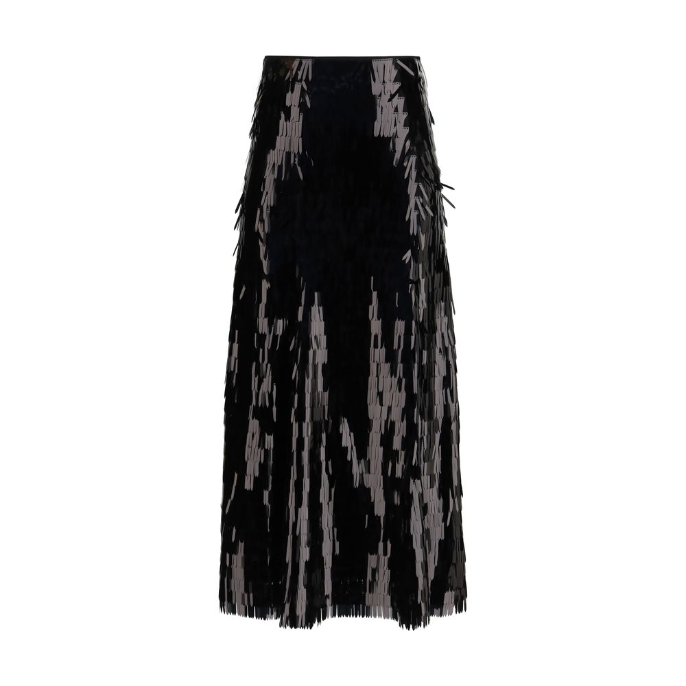 Self-Portrait Black Polyester Midi Skirt | Regal Royce