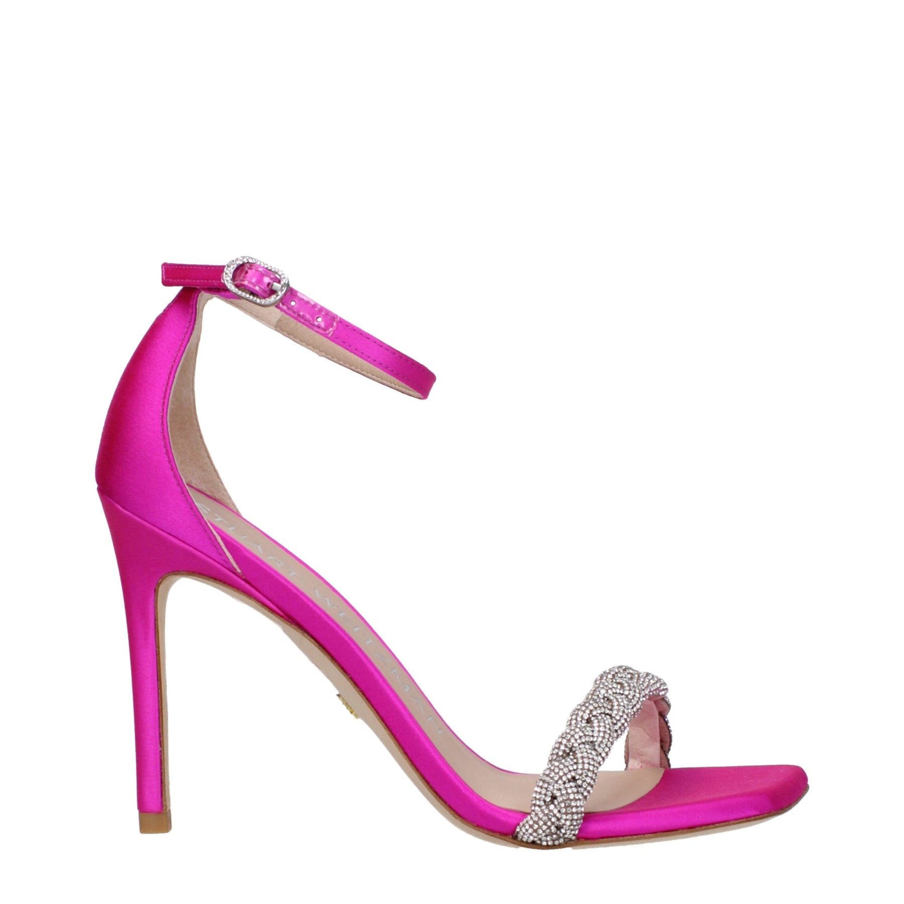 Stuart Weitzman Pink Satin Stiletto Heel Sandals | Regal Royce