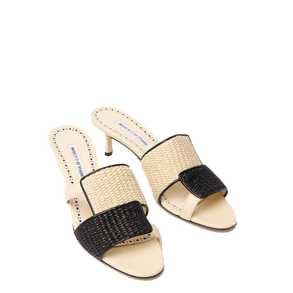 Manolo Blahnik Beige Leather Flat Sandals | Regal Royce