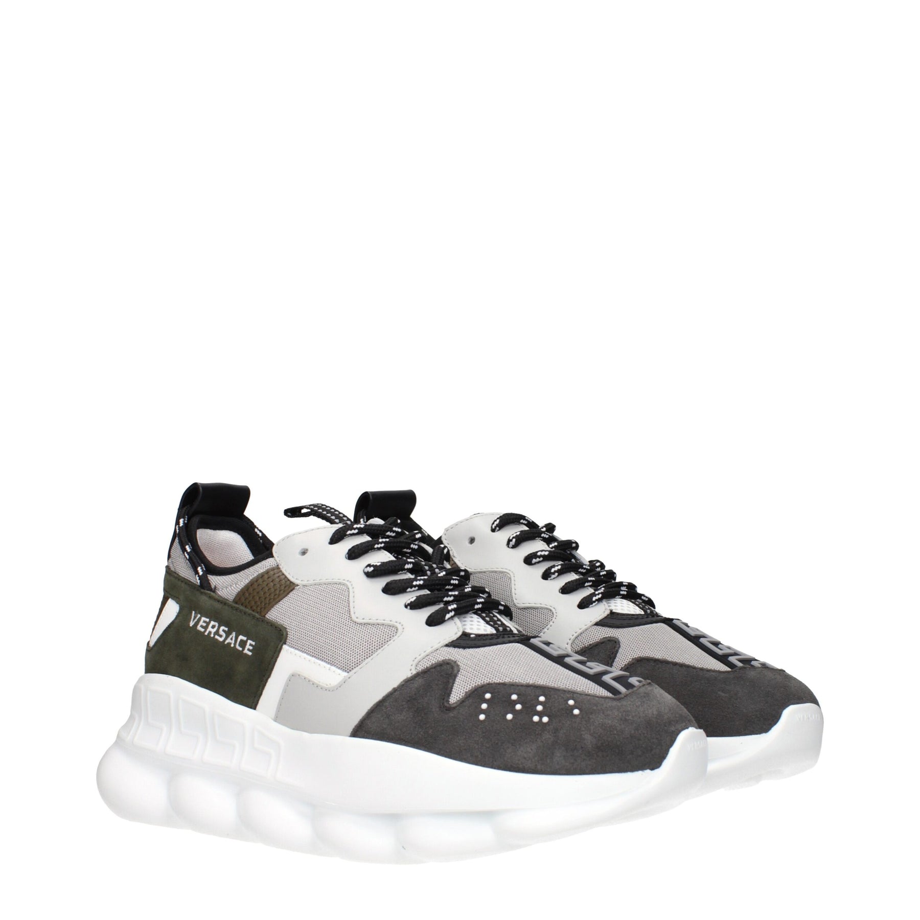 Versace Gray Fabric Chunky Sneakers | Regal Royce