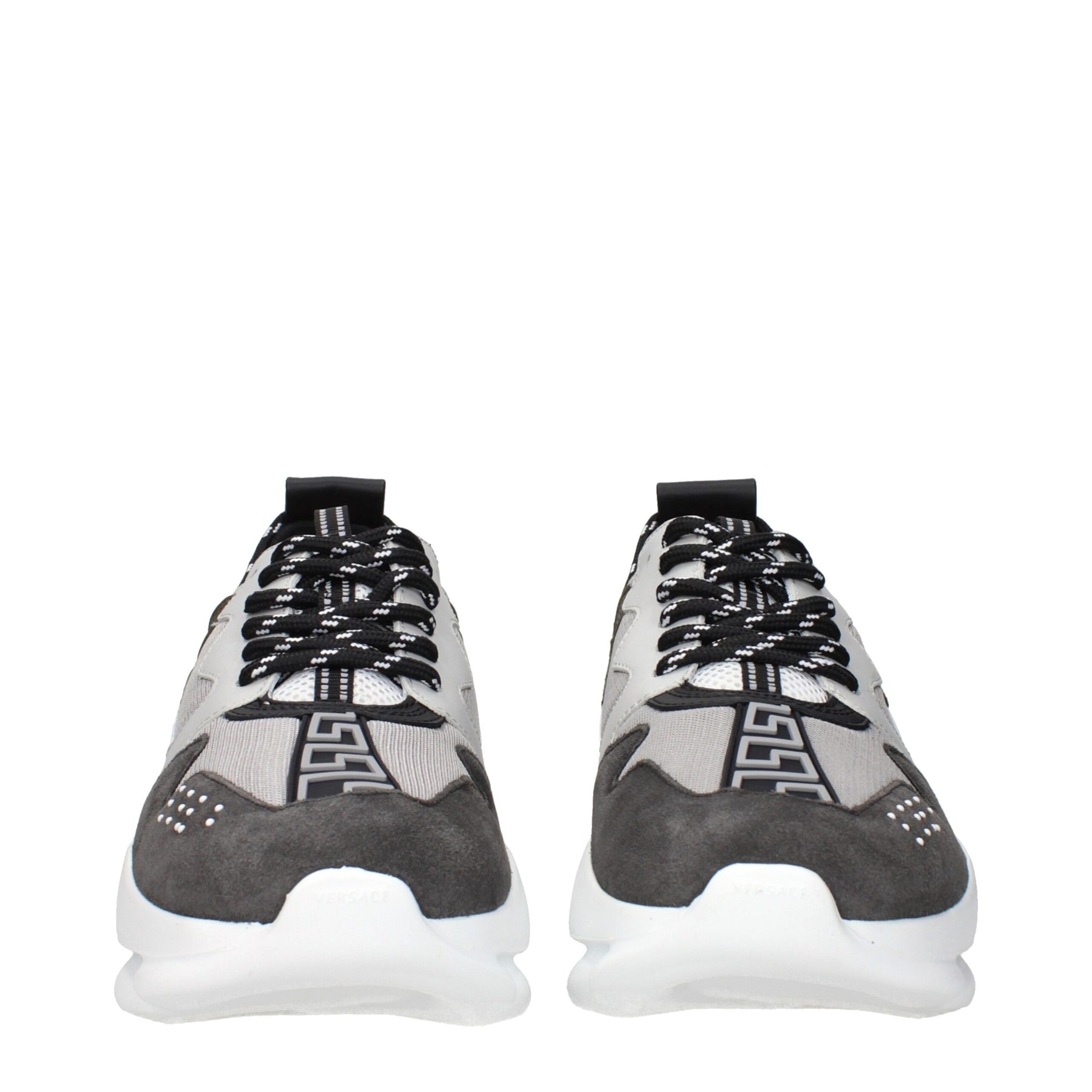 Versace Gray Fabric Chunky Sneakers | Regal Royce